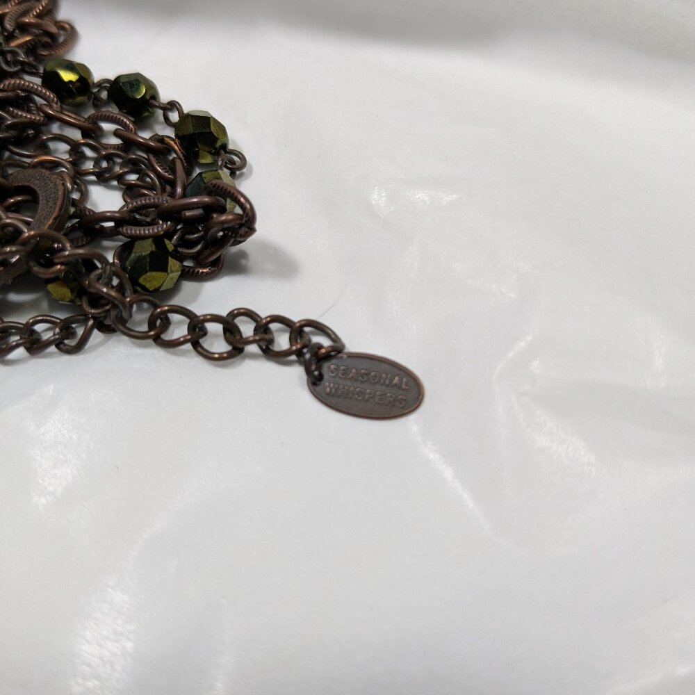 Seasonal Whispers Statement Necklace 3 Strand Faceted Stone Beads Pendant - Picture 8 of 8